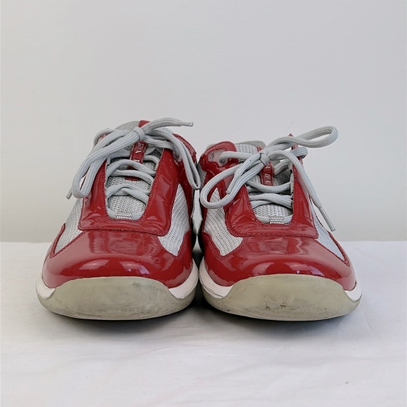 Patent leather and technical fabric Prada America's Cup sneakers Size 11 Red - Picture 3 of 11